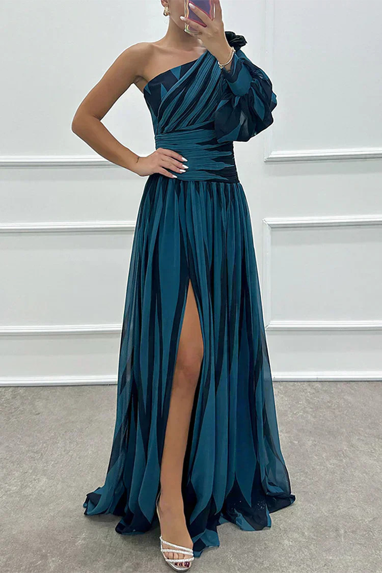 Shiloh, elegante vestido largo a rayas con hombros al aire
