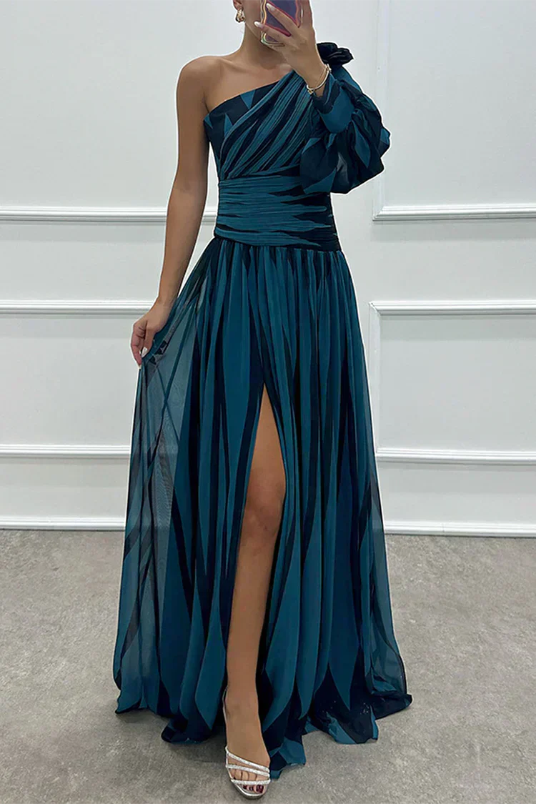 Shiloh, elegante vestido largo a rayas con hombros al aire