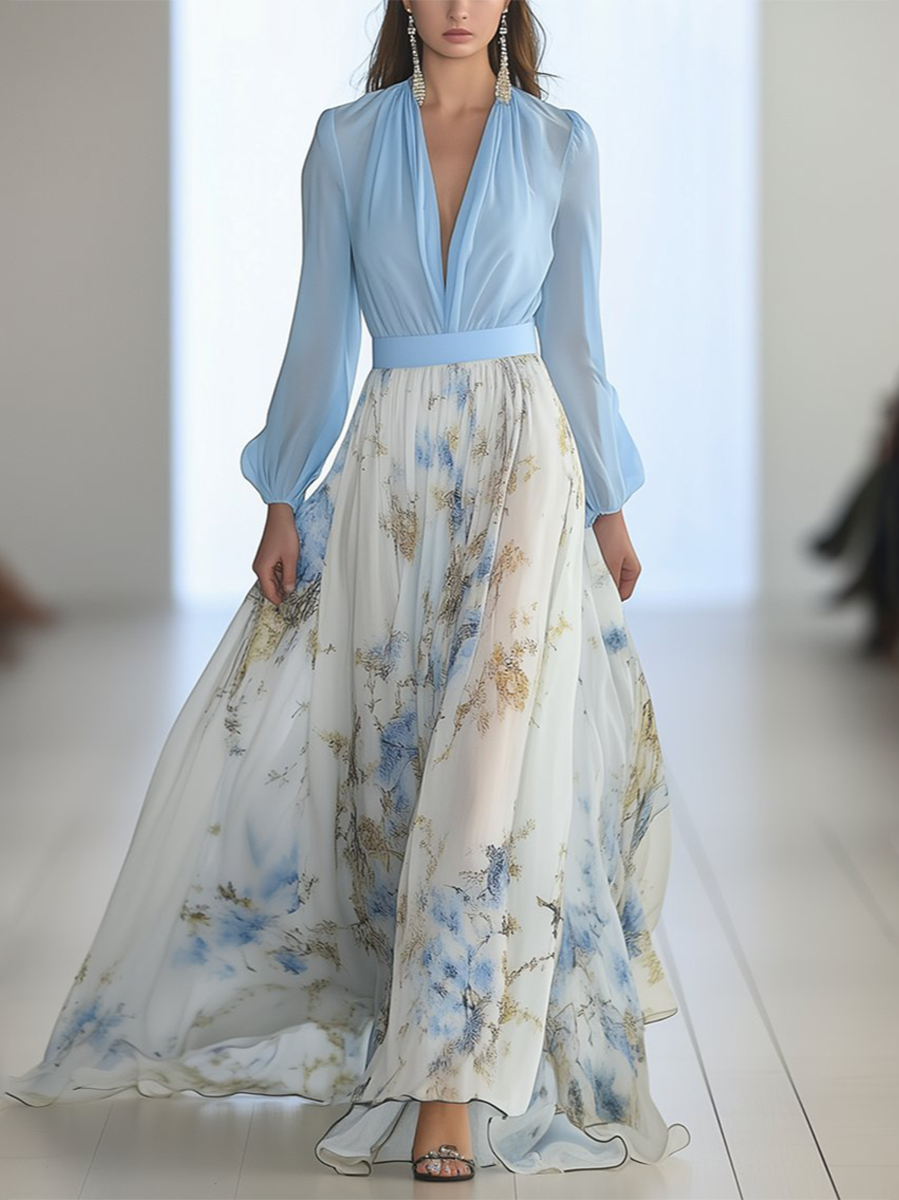 Penélope, precioso vestido largo con estampado floral