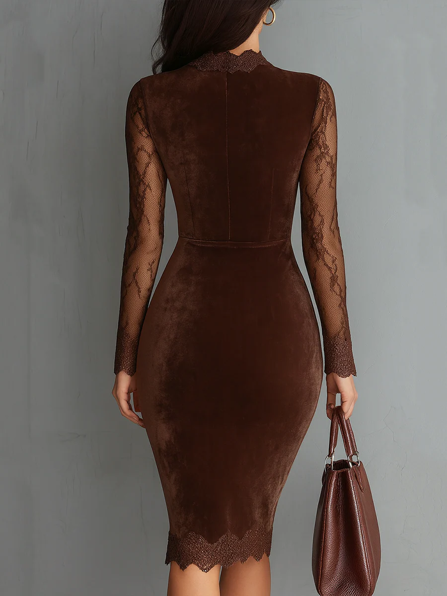 Valeria, vestido de terciopelo con cuello en V vintage