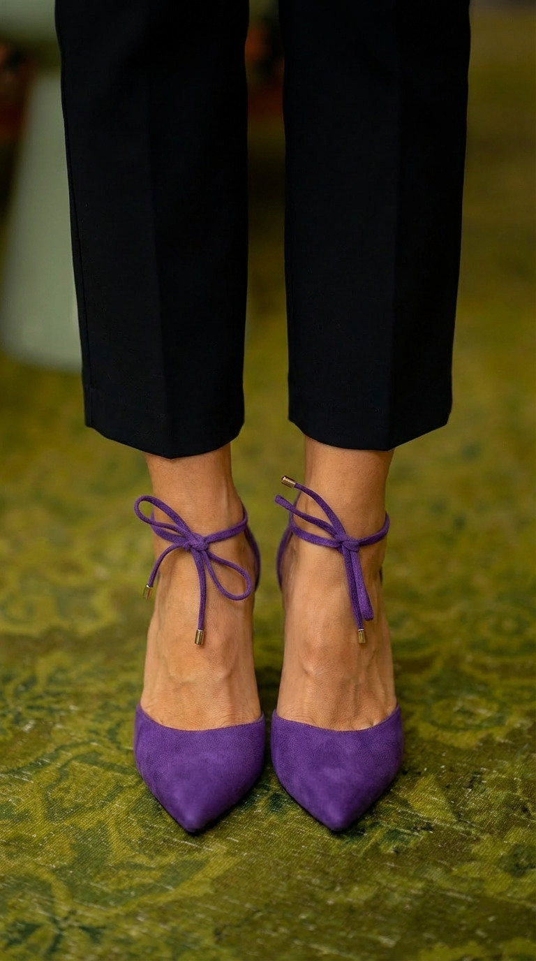 ZAPATOS DE TACÓN CON LAZO EN EL TOBILLO, Violeta